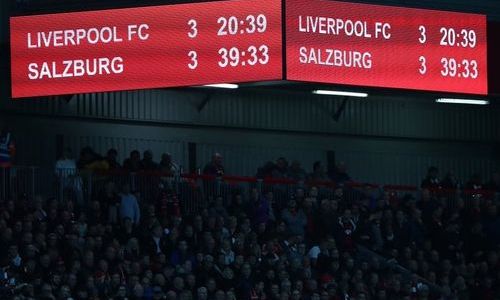 Табло на стадионе «Ливерпуля» ошибочно показало счет 3:3. И «Зальцбург» отыгрался!